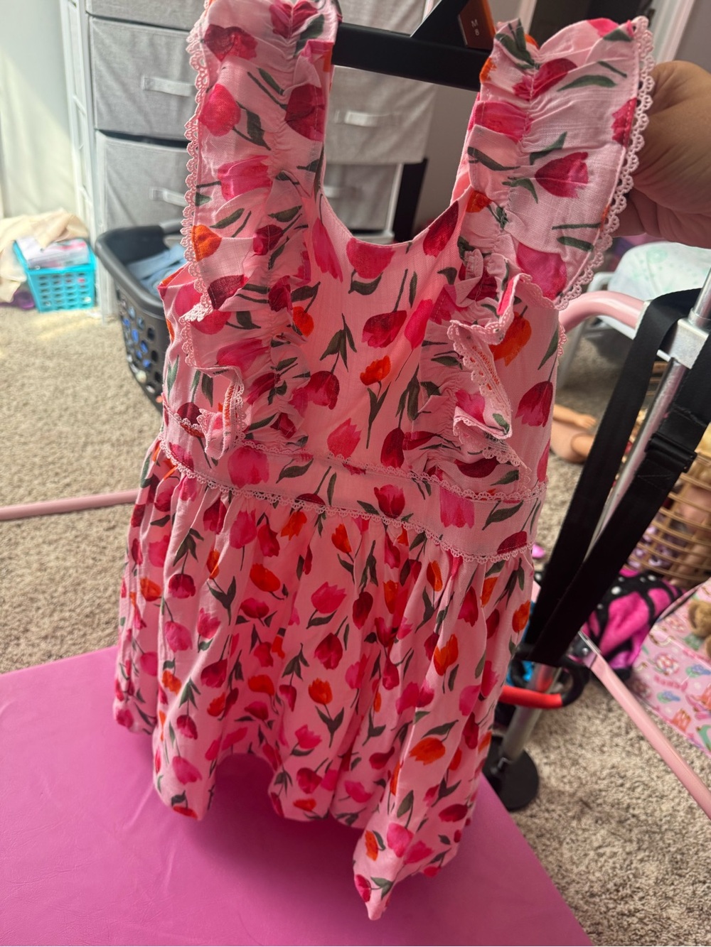 Pink Floral Ruffle Sundress